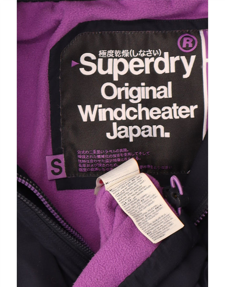 SUPERDRY Womens Windcheater Windbreaker Jacket UK 10 Small Navy Blue Vintage Superdry and Second-Hand Superdry from Messina Hembry 