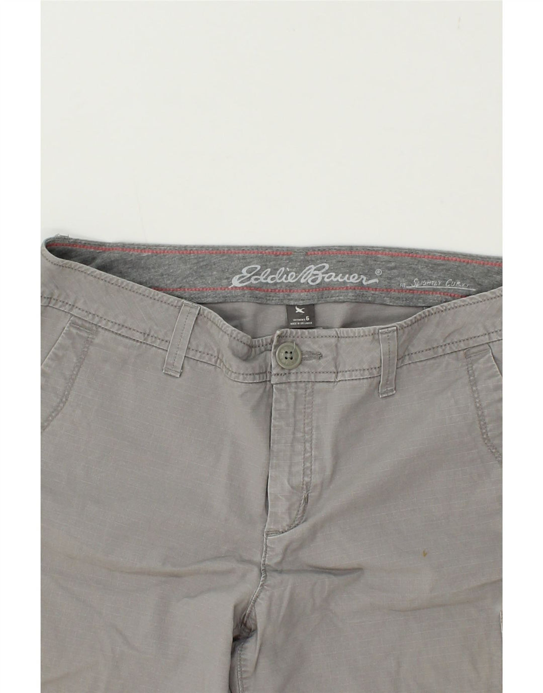 EDDIE BAUER Womens Slightly Curvy Cargo Shorts US 6 Medium W30 Grey Check Vintage Eddie Bauer and Second-Hand Eddie Bauer from Messina Hembry 