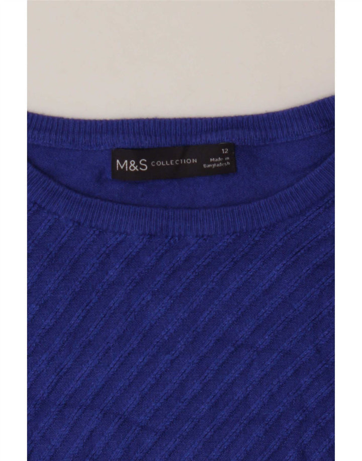 Marks & Spencer Dame Boat Neck Jumper Sweater UK 12 Medium Blue