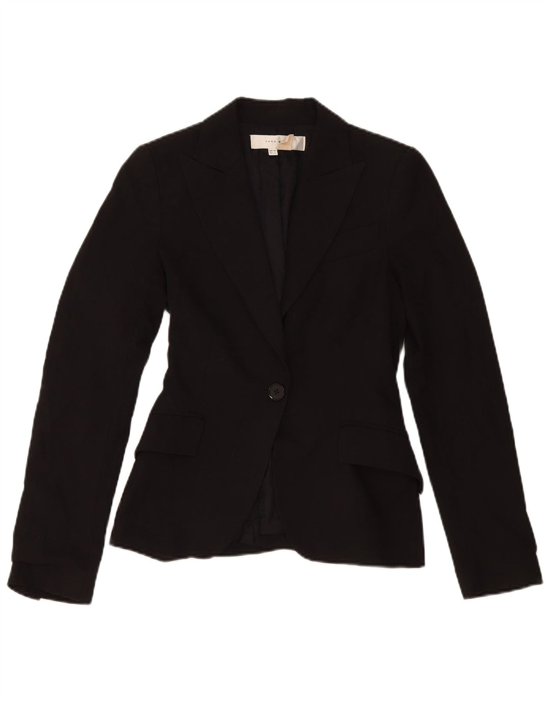 Zara Dame 1 Knap Blazer Jakke EU 34 2XS Sort Polyester