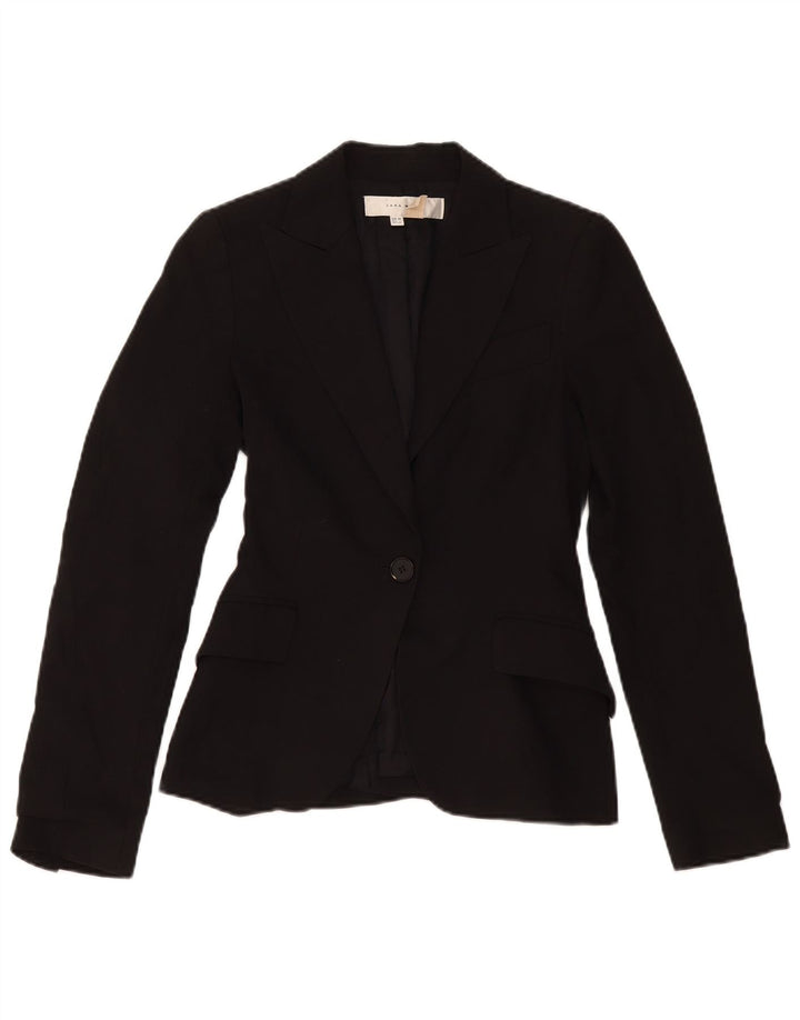 Zara Dame 1 Knap Blazer Jakke EU 34 2XS Sort Polyester