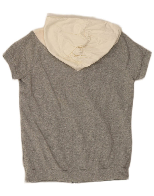 Nike kortærmet hættetrøje med lynlås til kvinder UK 12 Medium Grey Colourblock