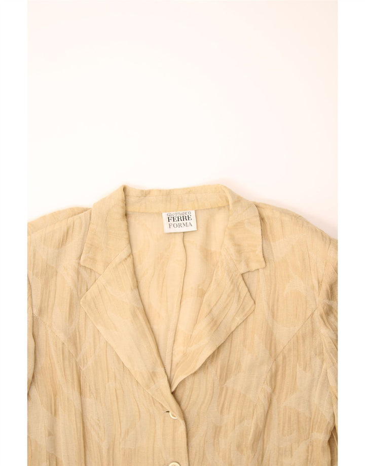 GIANFRANCO FERRE Womens 4 Button Blazer Jacket UK 14 Large Beige Paisley Vintage Gianfranco Ferre and Second-Hand Gianfranco Ferre from Messina Hembry 