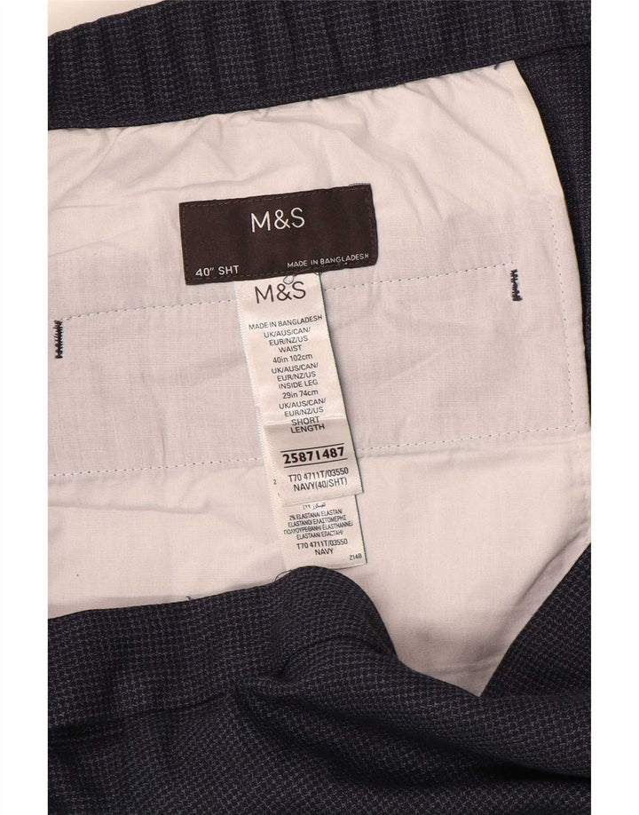 Marks & Spencer Lige jakkesæt til herrebukser W40 L29 Marineblå Houndstooth