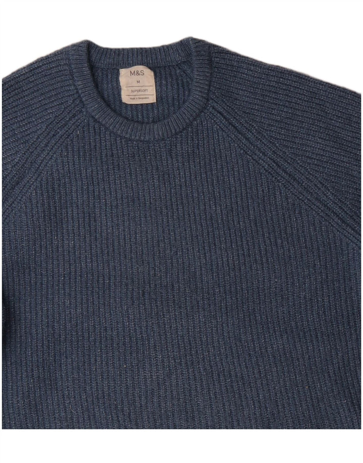 Marks & Spencer Herre sweater med rund hals, mellemblå polyamid