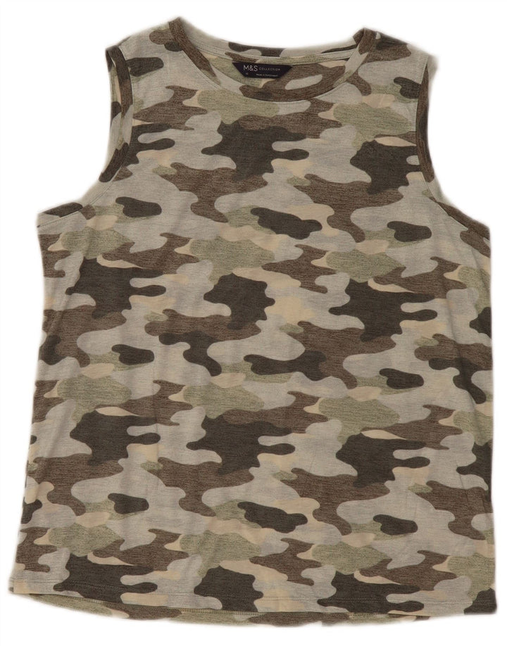 MARKS & SPENCER Damevest Top UK 10 Small Khaki Camouflage Polyester