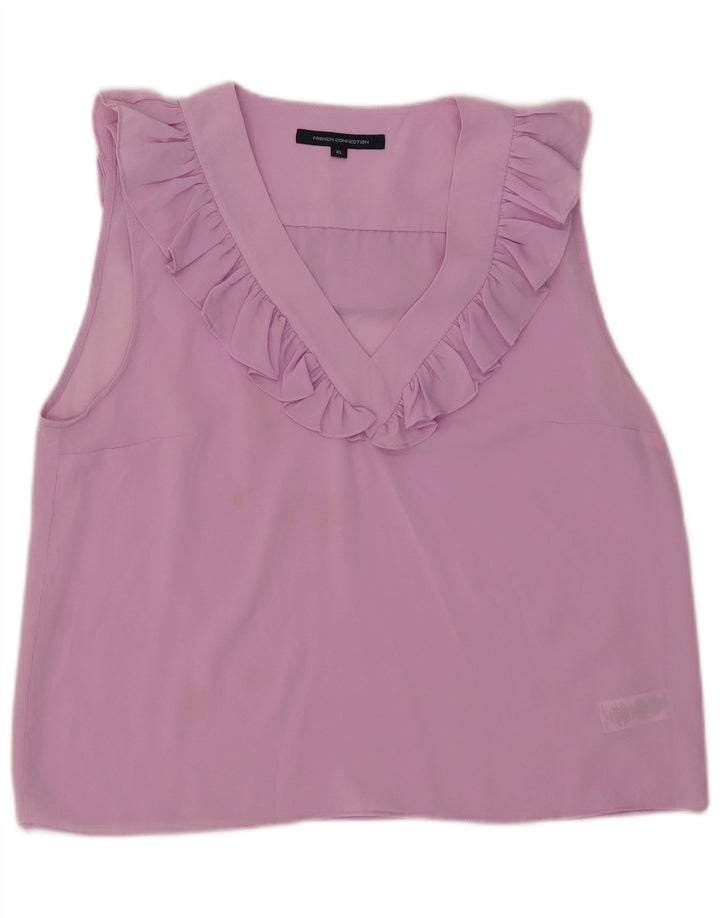 French Connection Dame flæse foran ærmeløs bluse Top UK 18 XL Pink
