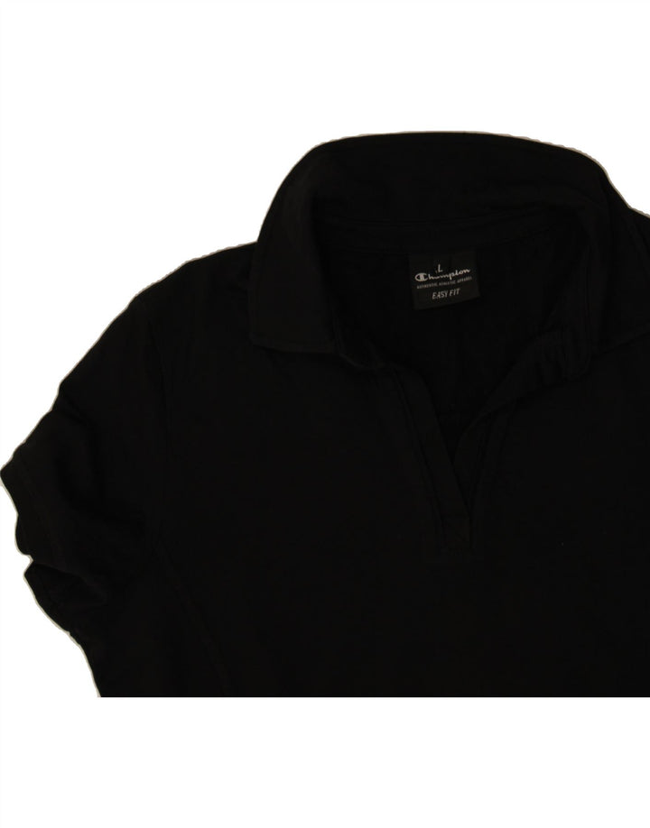 CHAMPION Womens Polo Shirt UK 16 Large Black Cotton Vintage Champion and Second-Hand Champion from Messina Hembry 