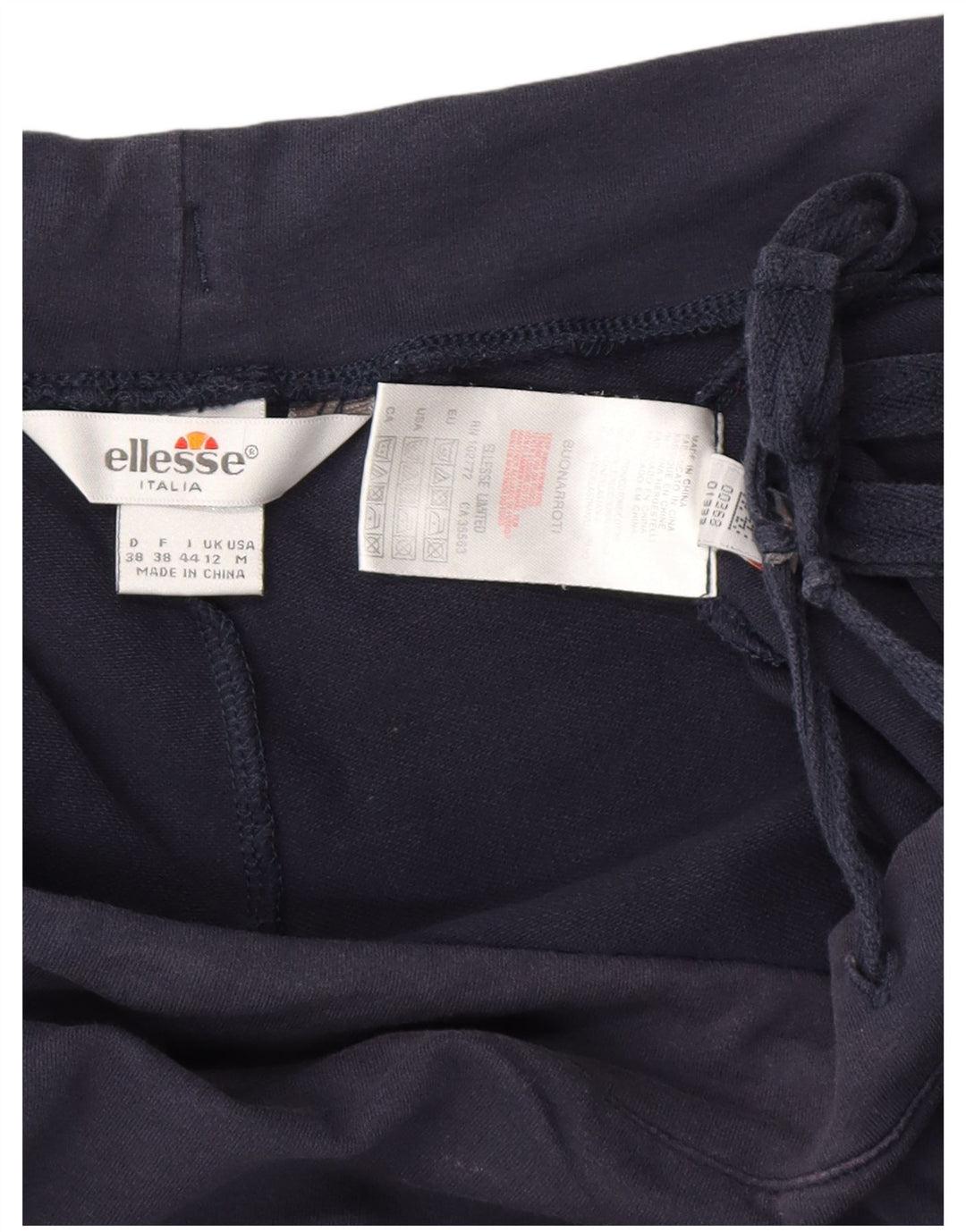 ELLESSE Dame Capri Træningsdragt Bukser UK 12 Medium Navy Blue Bomuld