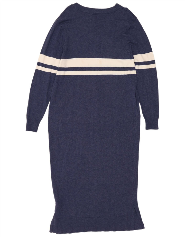 Topshop Dame Oversized Jumper Dress UK 10 Small Navy Blue Stribet Viscose