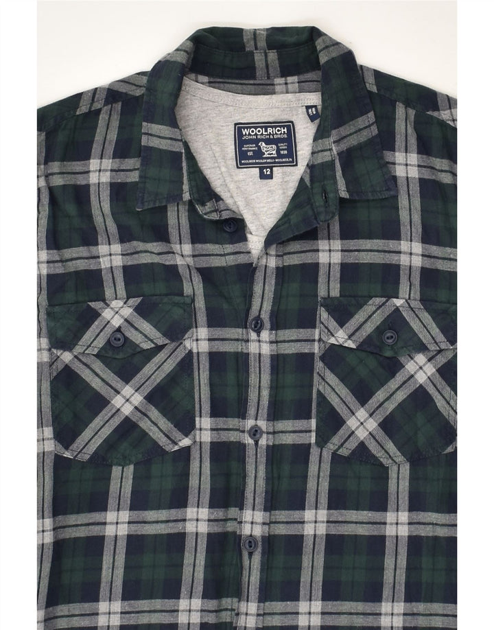 WOOLRICH Boys Shirt 11-12 Years Green Check Cotton | Vintage Woolrich | Thrift | Second-Hand Woolrich | Used Clothing | Messina Hembry 