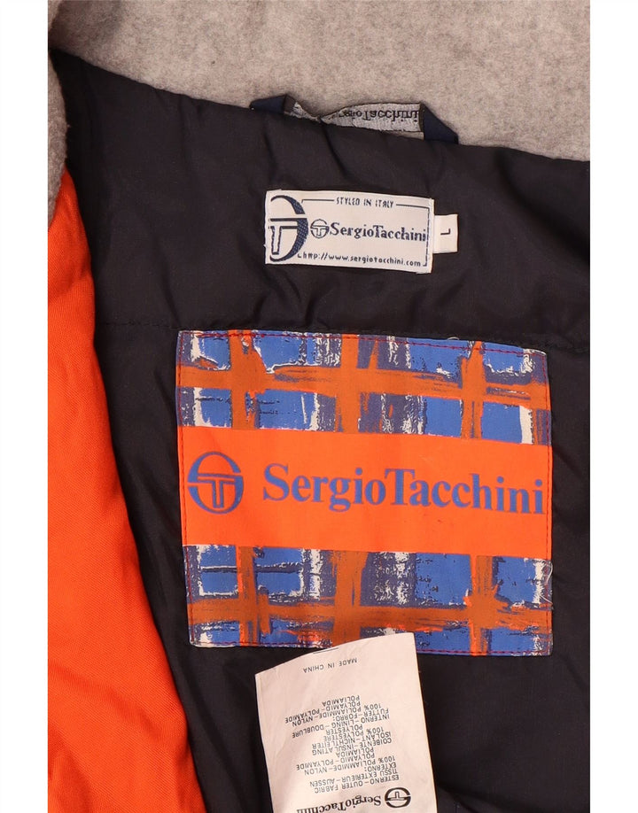 Sergio Tacchini Herre Hætte Skijakke UK 40 Stor Orange Colourblock