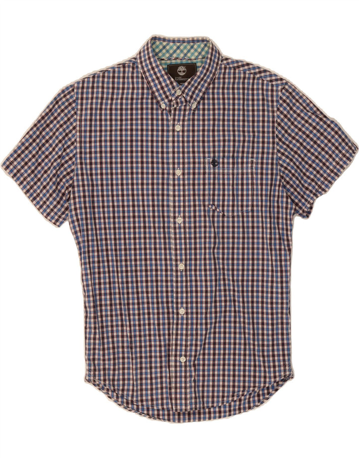 TIMBERLAND Mens Earthkeepers Slim Fit Short Sleeve Shirt Medium Blue Check Vintage Timberland and Second-Hand Timberland from Messina Hembry 