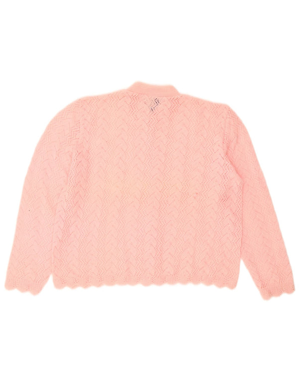Vintage dame cardigan sweater UK 16 Large Pink New Wool