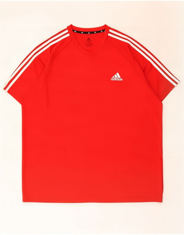 Adidas Herre Aeroready T-Shirt Top 2XL Rød Polyester