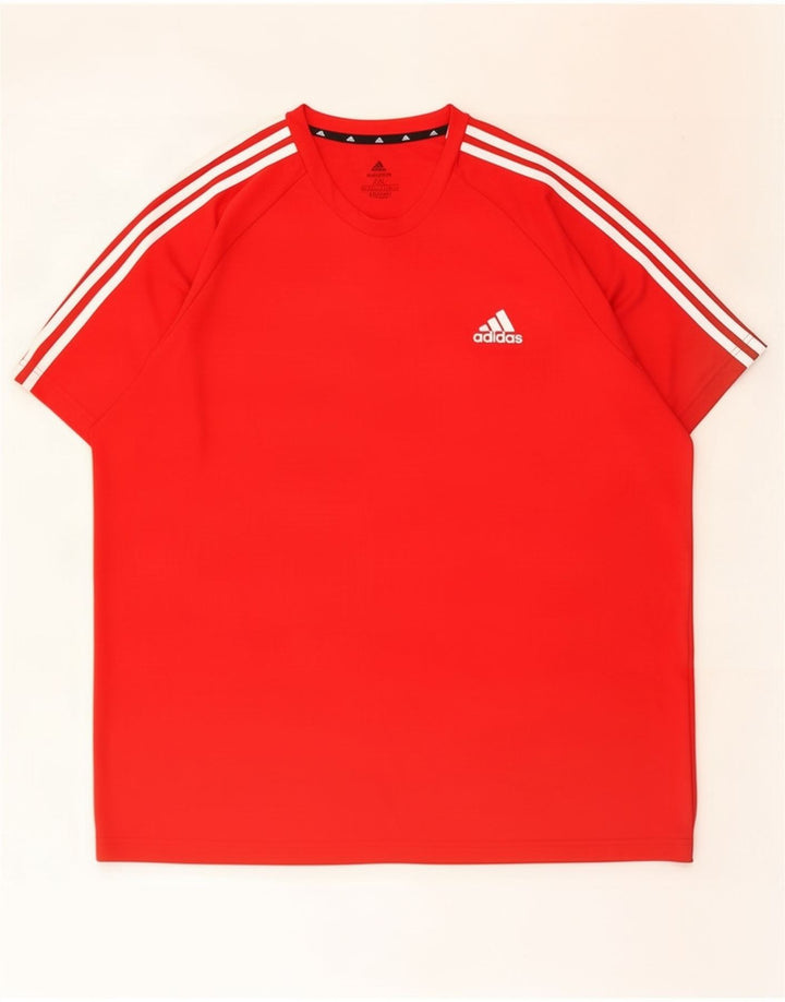 Adidas Herre Aeroready T-Shirt Top 2XL Rød Polyester