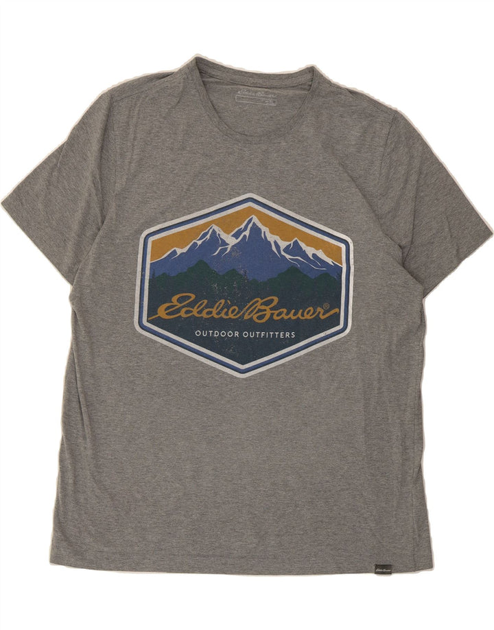 EDDIE BAUER Mens Graphic T-Shirt Top XL Grey Cotton Vintage Eddie Bauer and Second-Hand Eddie Bauer from Messina Hembry 