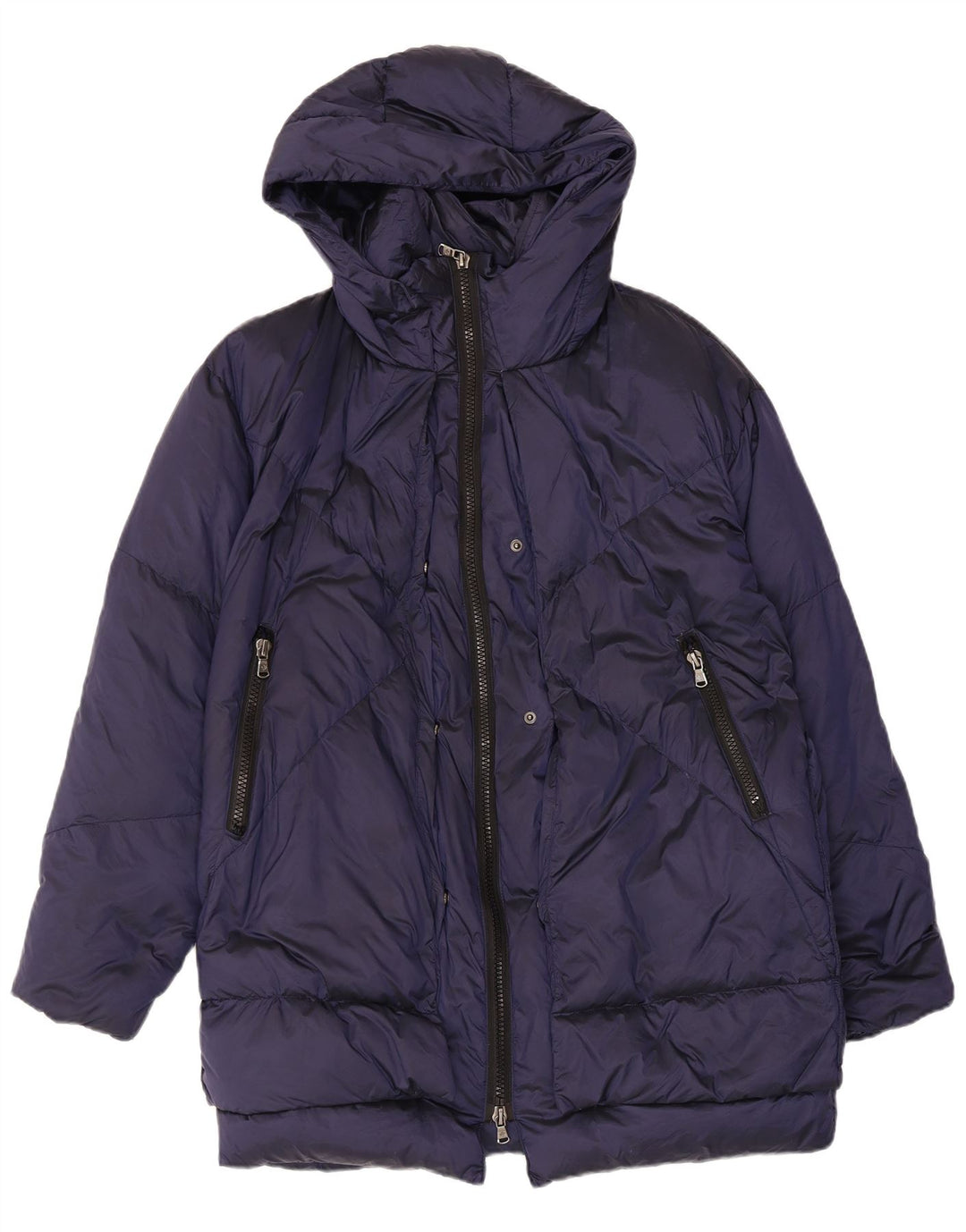 Canadisk polstret hættejakke til kvinder UK 14 Medium Navy Blue