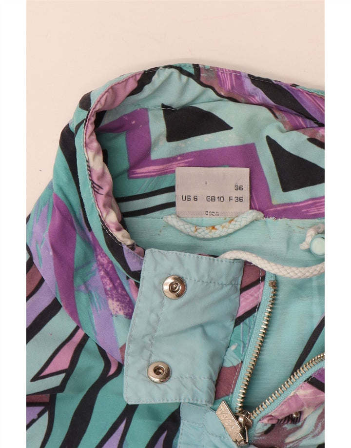 Maser M Dame Oversized Regnfrakke UK 10 Small Turkis Geometric