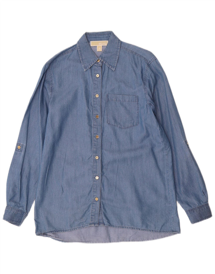 MICHAEL KORS Dame Oversized Denim Shirt UK 6 XS Blå