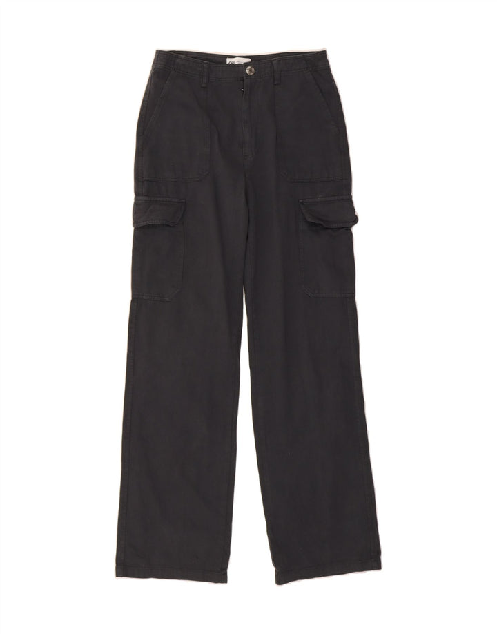 ZARA Womens Straight Cargo Trousers EU 38 Small W28 L32 Black Vintage Zara and Second-Hand Zara from Messina Hembry 