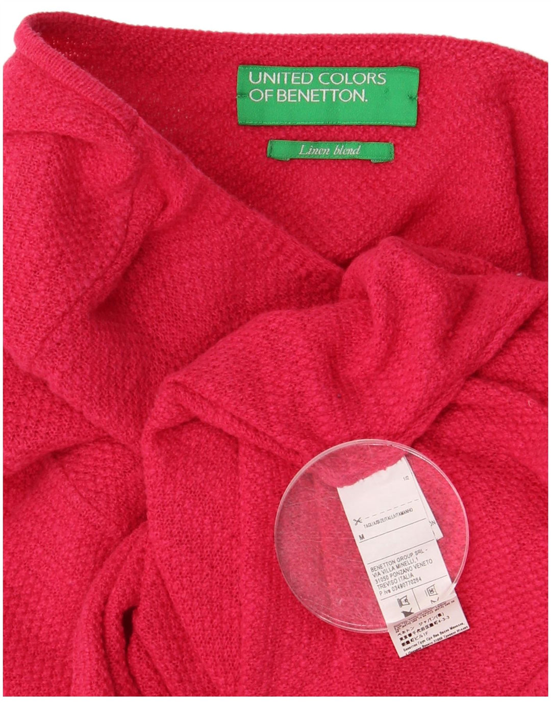 Benetton Dame Oversized Boat Neck Jumper Sweater UK 14 Medium Pink Bomuld