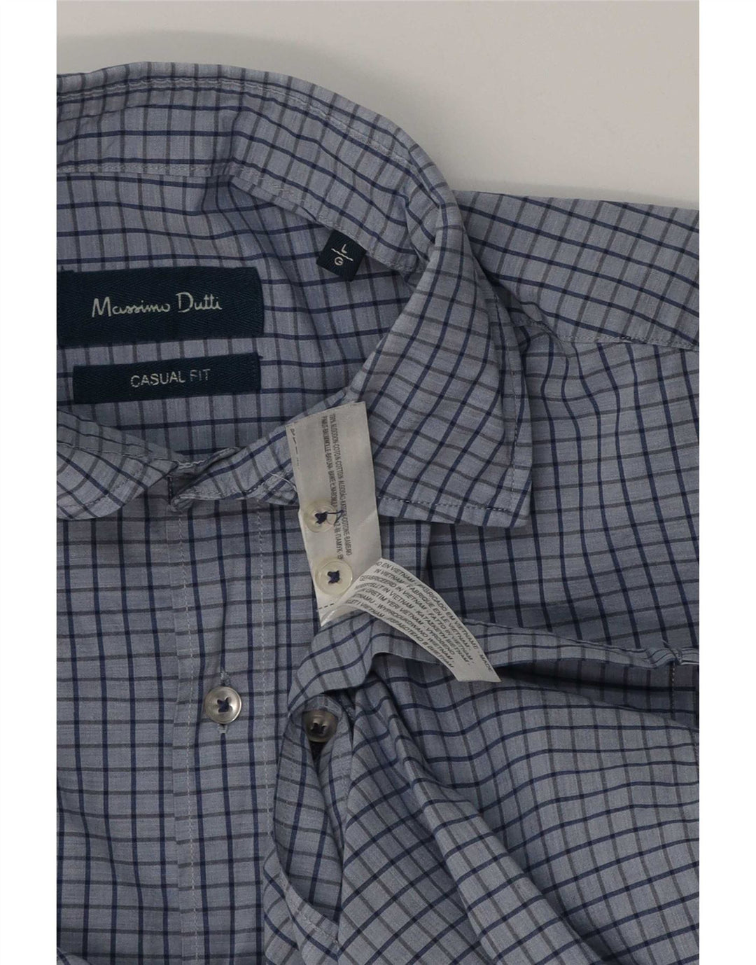 Massimo Dutti Herre Casual Fit skjorte Stor blå ternet bomuld