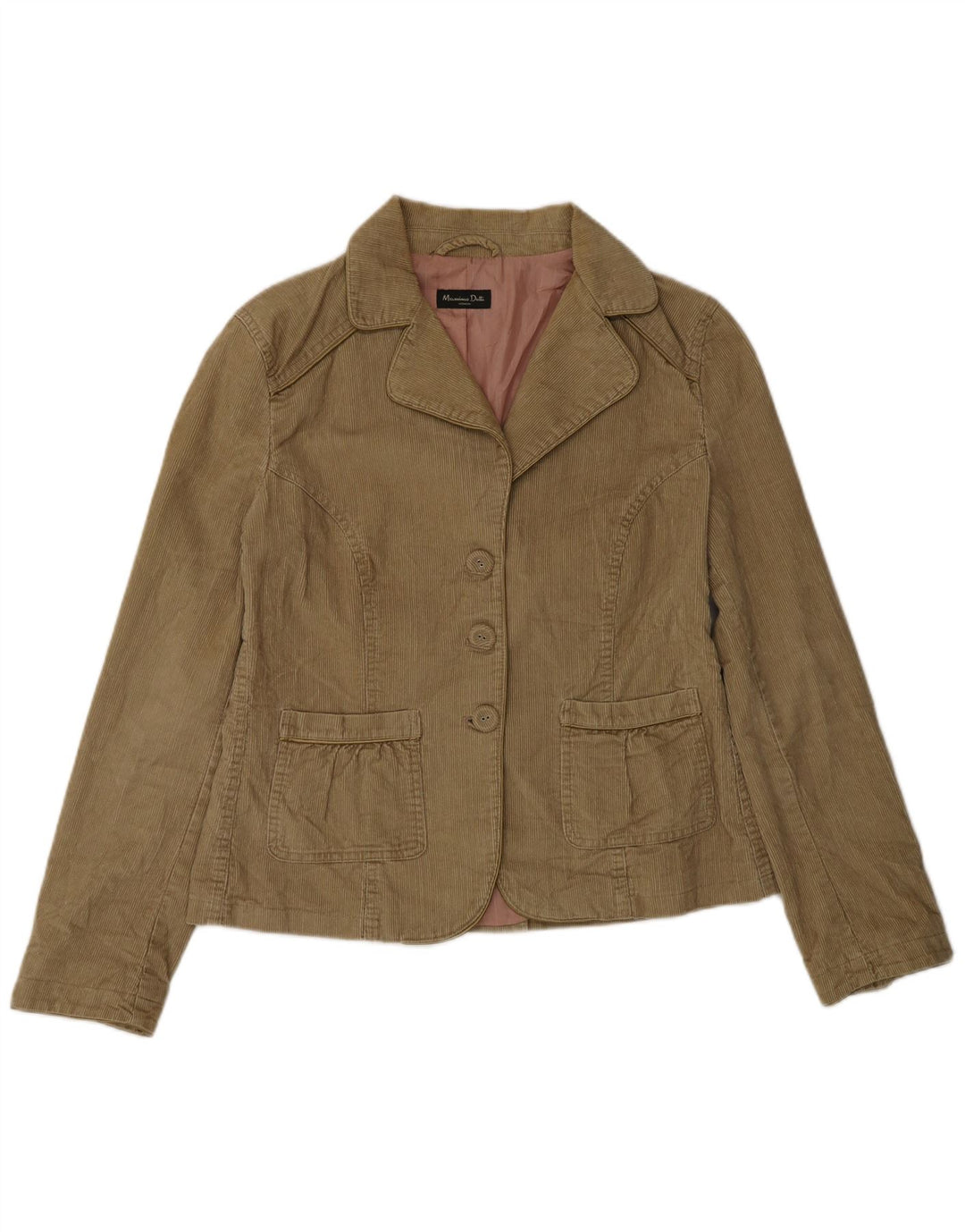 Massimo Dutti Dame 3-knaps Corduroy Blazer Jakke EU 42 Stor Brun