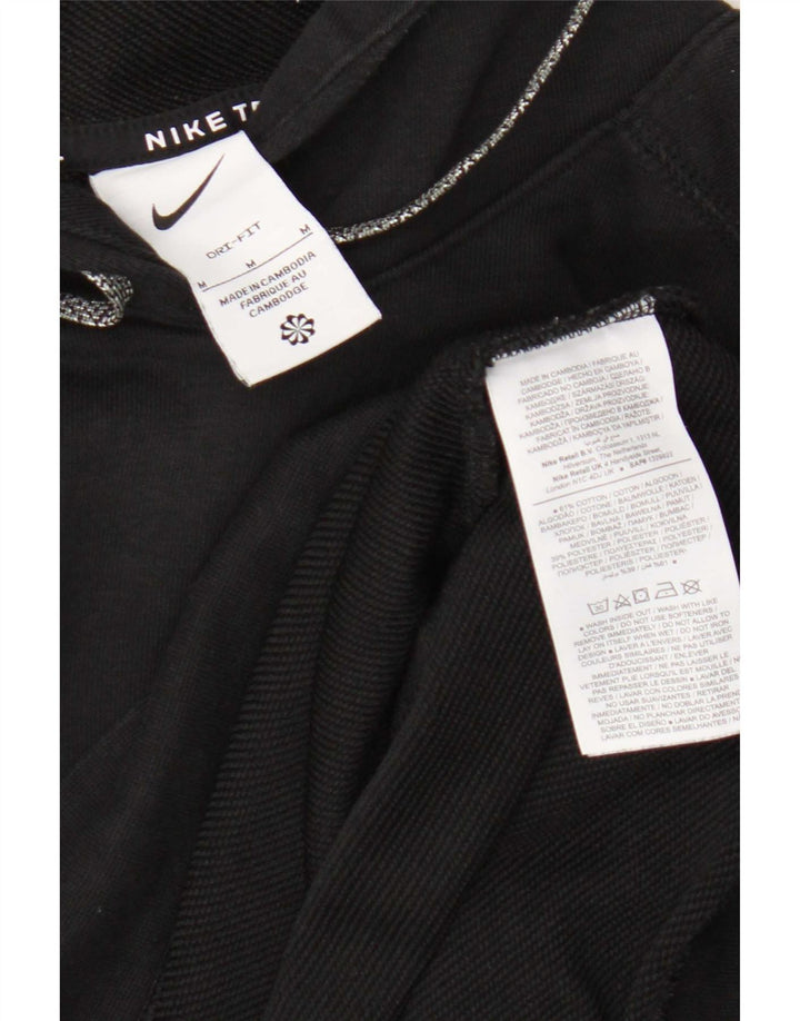 Nike Herre Dri Fit Grafisk Hoodie Jumper Medium Sort Bomuld