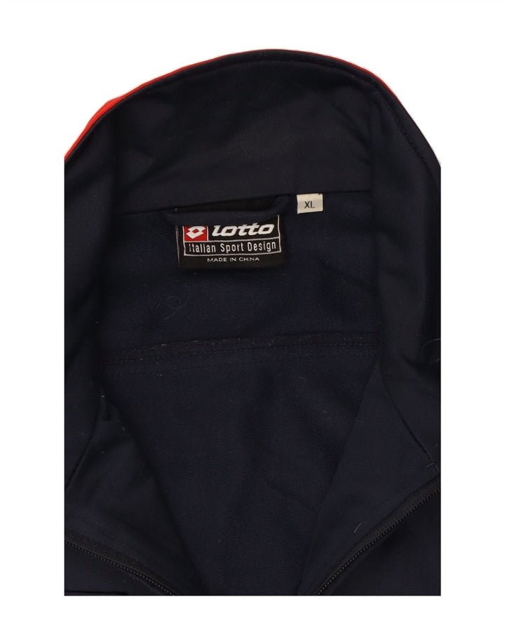 LOTTO Mens Graphic Tracksuit Top Jacket XL Navy Blue Colourblock Vintage Lotto and Second-Hand Lotto from Messina Hembry 