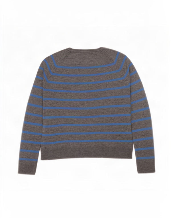 Zara Dame Oversized Boat Neck Jumper Sweater UK 10 Small Grå Stribet