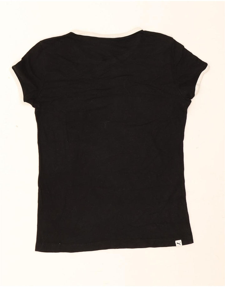 Puma Dame Grafisk T-Shirt Top UK 8 Small Black Modal