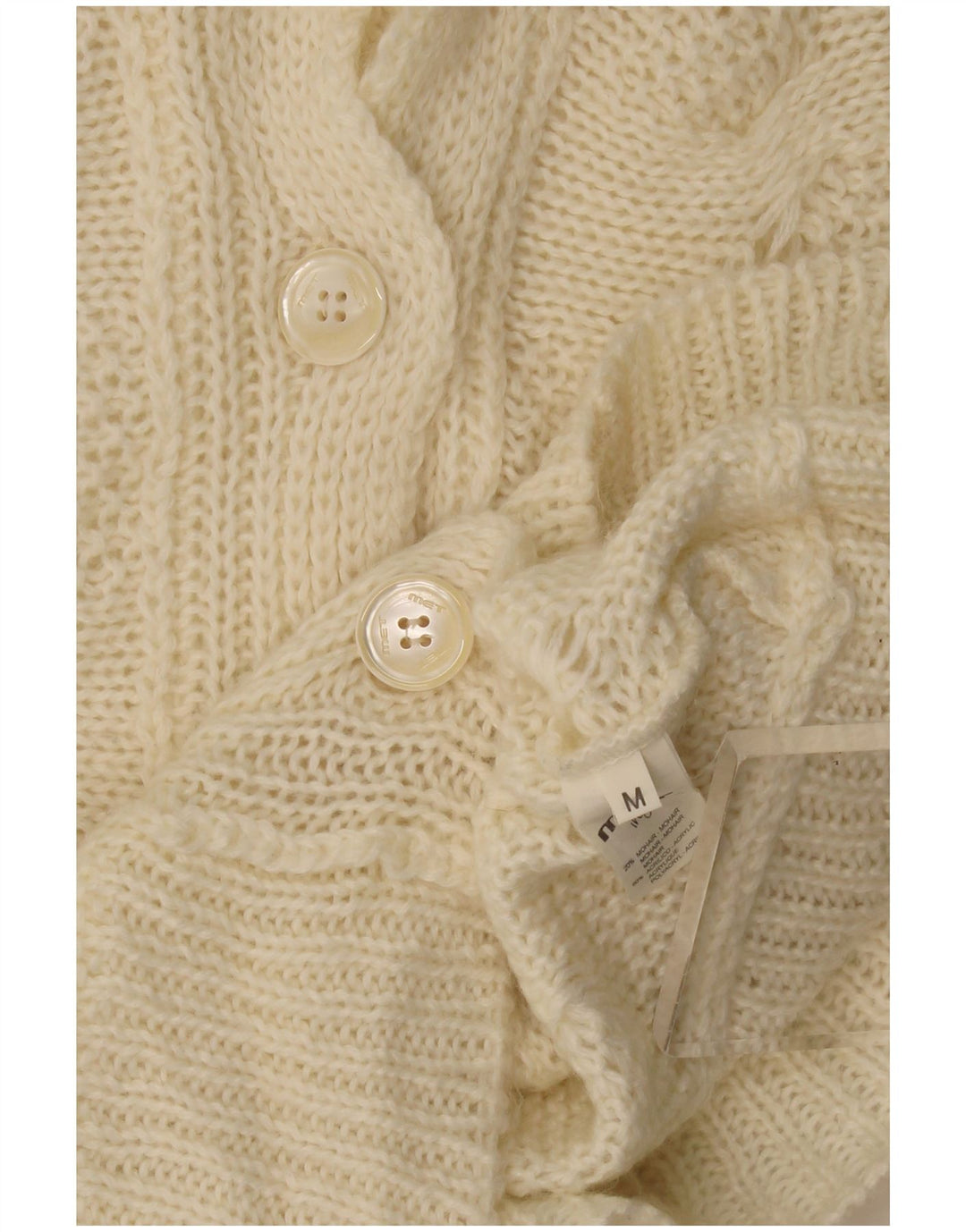 MET Dame Cardigan Sweater UK 12 Medium Beige Mohair
