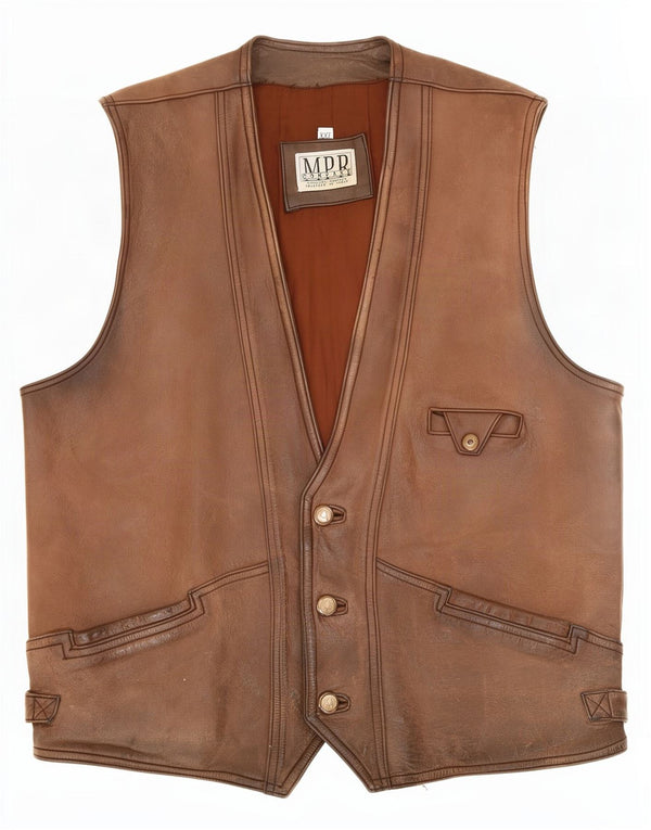 Vintage herre lædervest 2XL brun