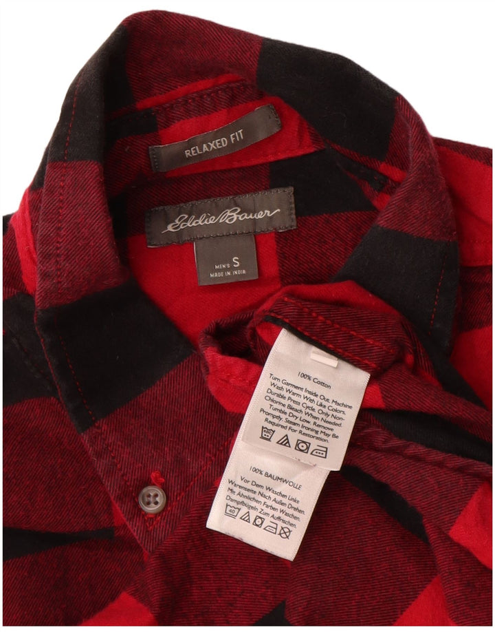 Eddie Bauer Herre Relaxed Fit Flanellskjorte Lille rød ternet bomuld