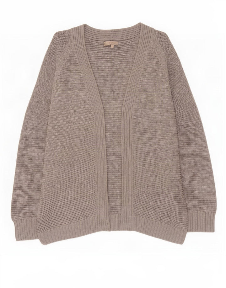 Hobbs Womens Open Cardigan Sweater UK 14 Medium Grey Bomuld