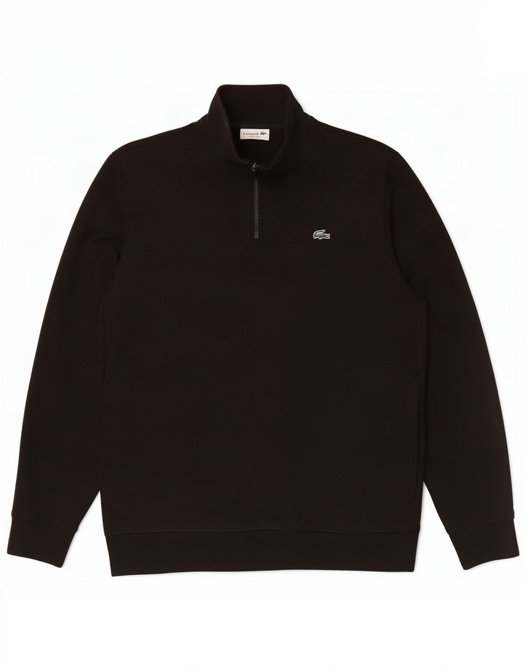 Lacoste Herre Classic Fit Zip Neck Sweatshirt Jumper Størrelse 5 Large Sort