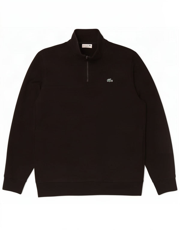 Lacoste Herre Classic Fit Zip Neck Sweatshirt Jumper Størrelse 5 Large Sort