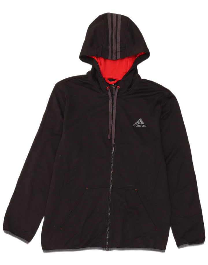 Adidas Træningsdragt med hætte til mænd, topjakke mellem sort polyester