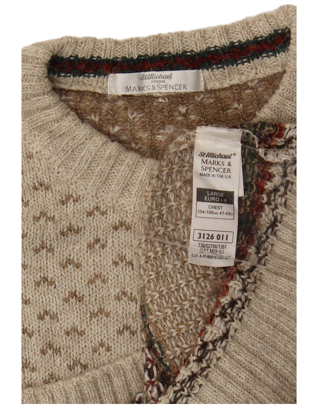 Marks & Spencer Herre St. Michael Crew Neck Jumper Sweater Stor Beige