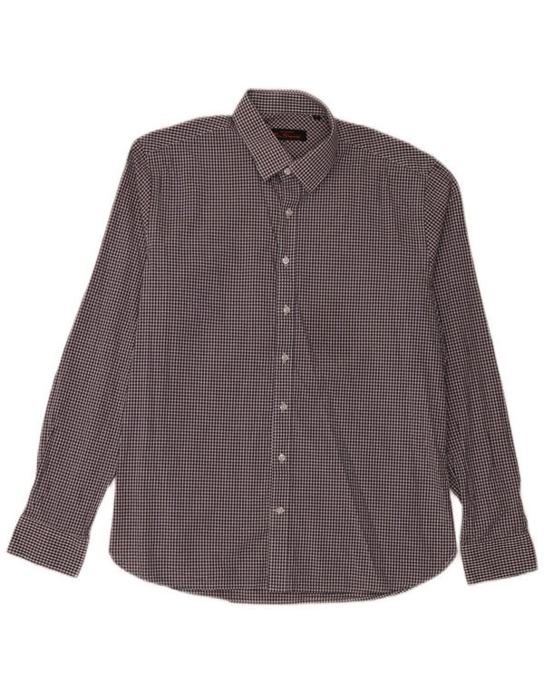 Ben Sherman herreskjorte str. 16 Large Purple Gingham Cotton