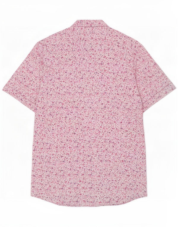 Pierre Cardin Kortærmet skjorte til mænd Large Pink Floral Cotton