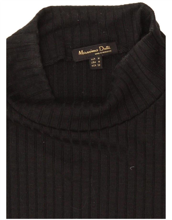 Massimo Dutti Dame Kortærmet Maxi Jumper Kjole UK 12 Medium Sort