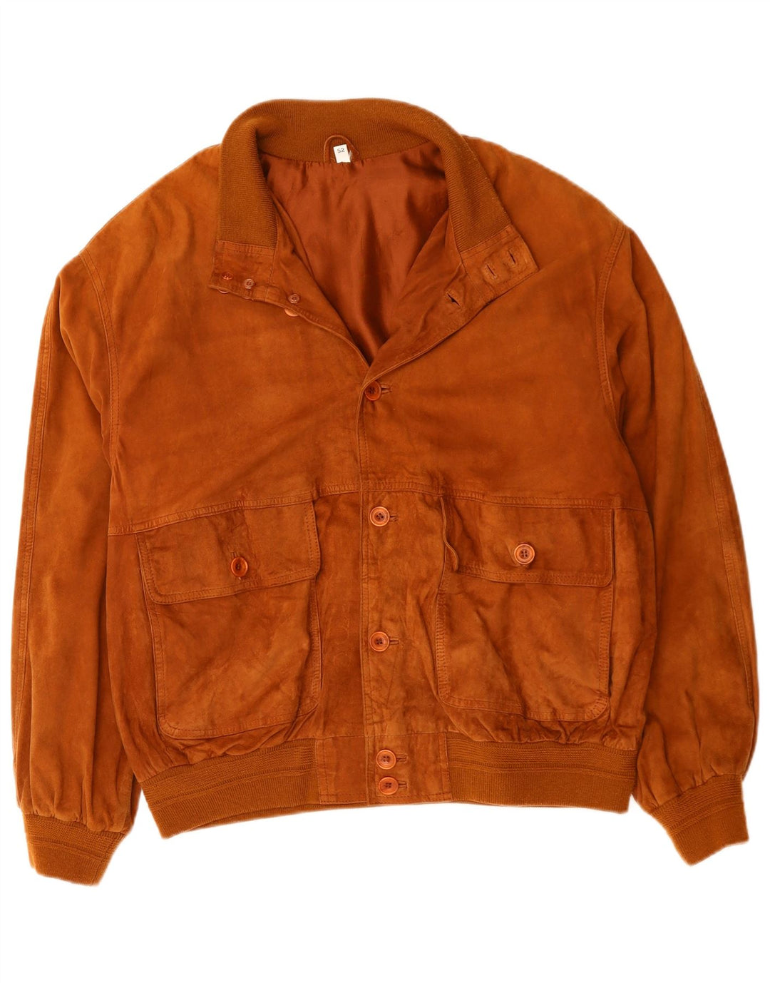 Vintage herre ruskind bomberjakke IT 52 XL brunt læder