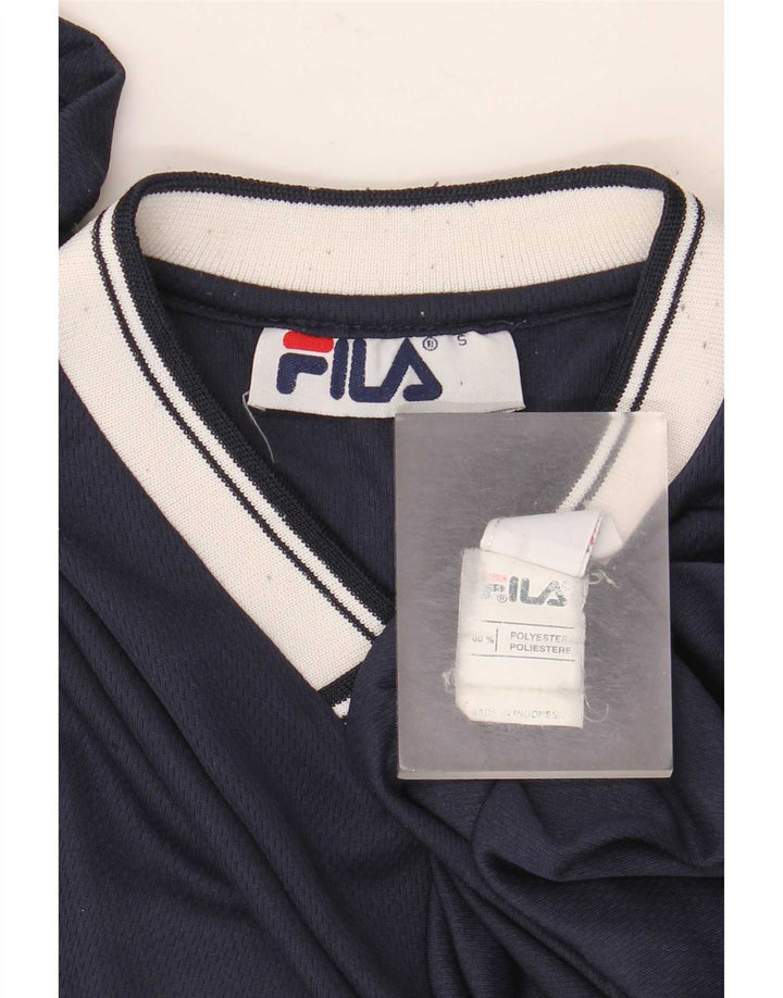 Fila Herre T-shirt Top Small Navy Blue Colourblock Polyester