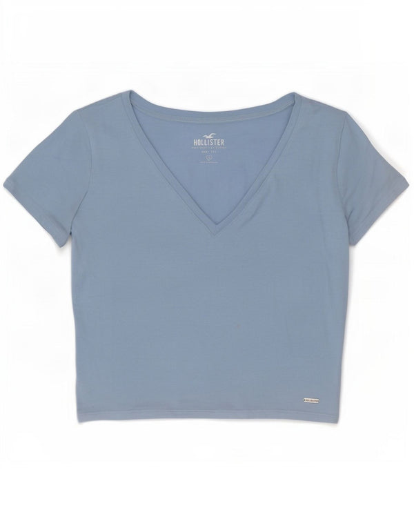 Hollister Womens Crop T-Shirt Top UK 8 Small Blue Cotton