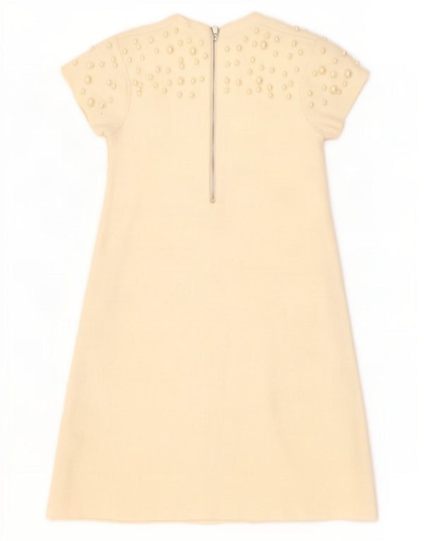 Zara Kortærmede Jumperkjole til kvinder UK 8 Small Off White Plettet Viscose