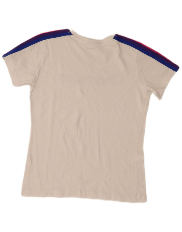 Champion Dame Grafisk T-Shirt Top UK 12 Medium White Colourblock
