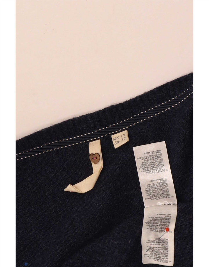 White Stuff Womens Open Cardigan Sweater UK 12 Medium Navy Blue Nylon