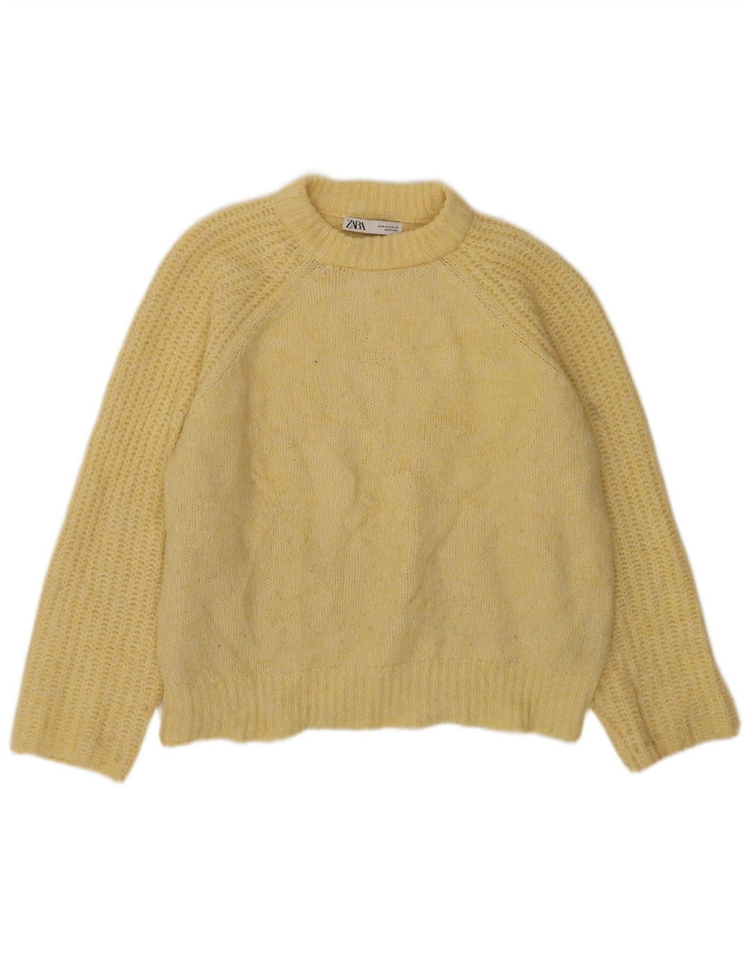 Zara Dame Oversized Crew Neck Jumper Sweater UK 14 Medium Yellow